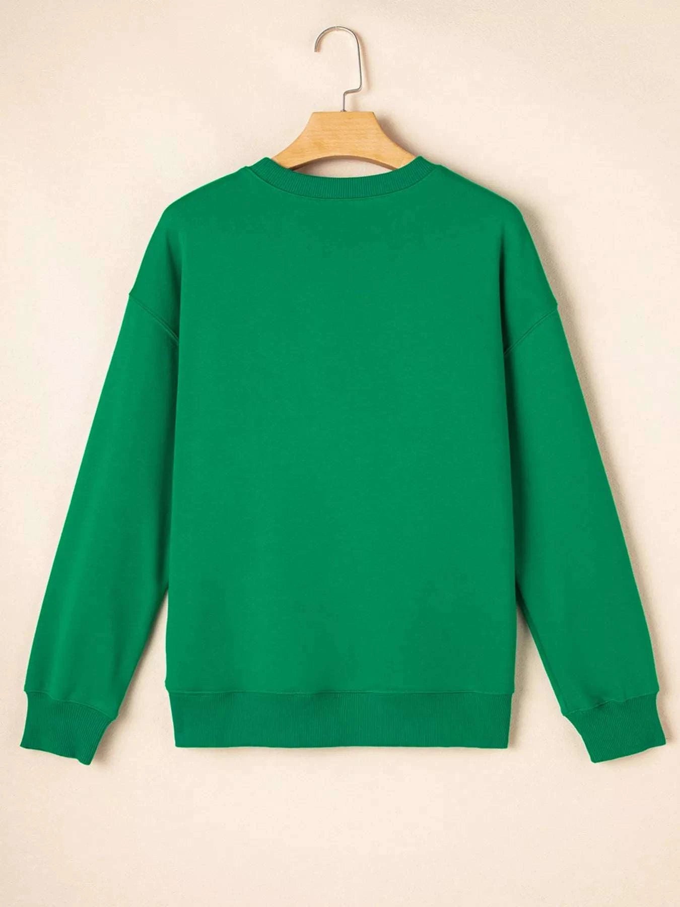 Sequin Letter Graphic Father Christmas Patched Sleeve Drop Shoulder Sweatshirt