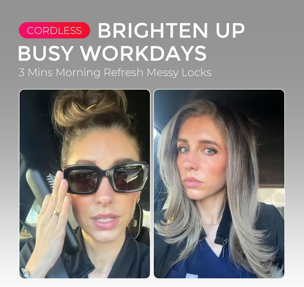 Cordless Hair Straightener Brush - Upgrade Porta ECO Portable Straightening Brush for Travel, Mini Hot Straightening Comb for Women, Ceramic Coating, Lightweight for Touch-Ups,Anti-Scald, Black