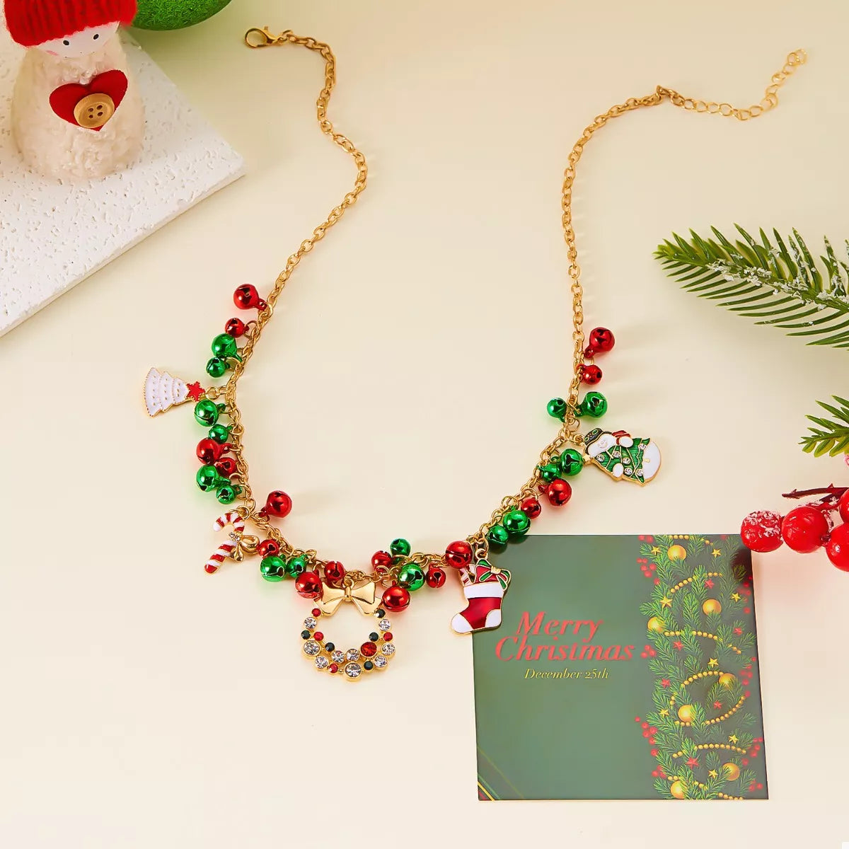 18K Gold-Plated Christmas Charm Necklace