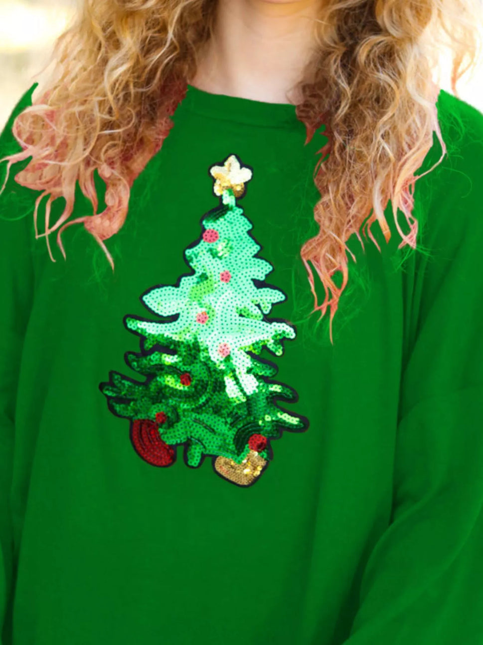 Christmas Tree Sequin Long Sleeve Sweatshirt