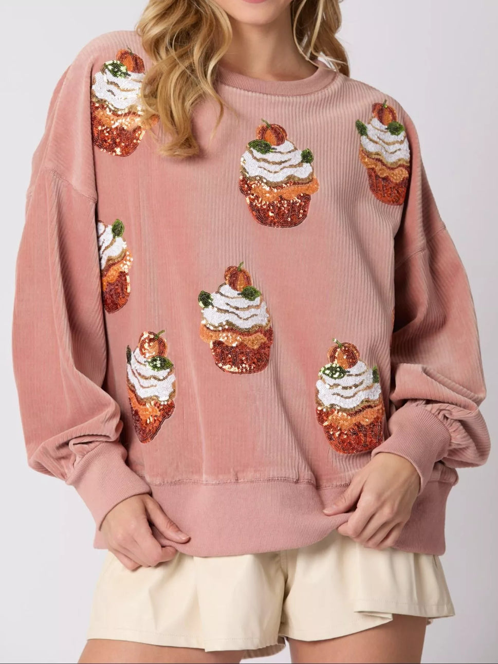 Christmas Cupcake Dropped Shoulder Sweatshirt