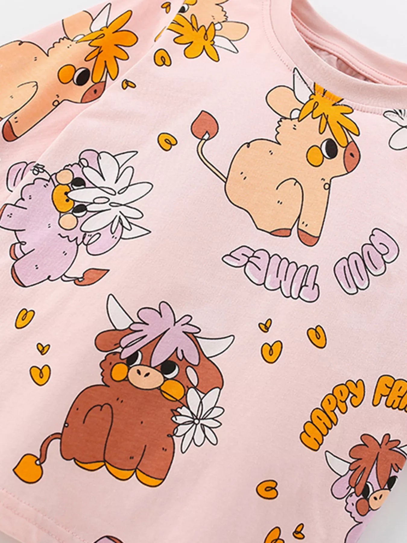 Children's Printed Round Neck Top and Pants Set