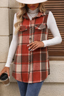 Switch Plaid Button Up Vest Coat 3 image