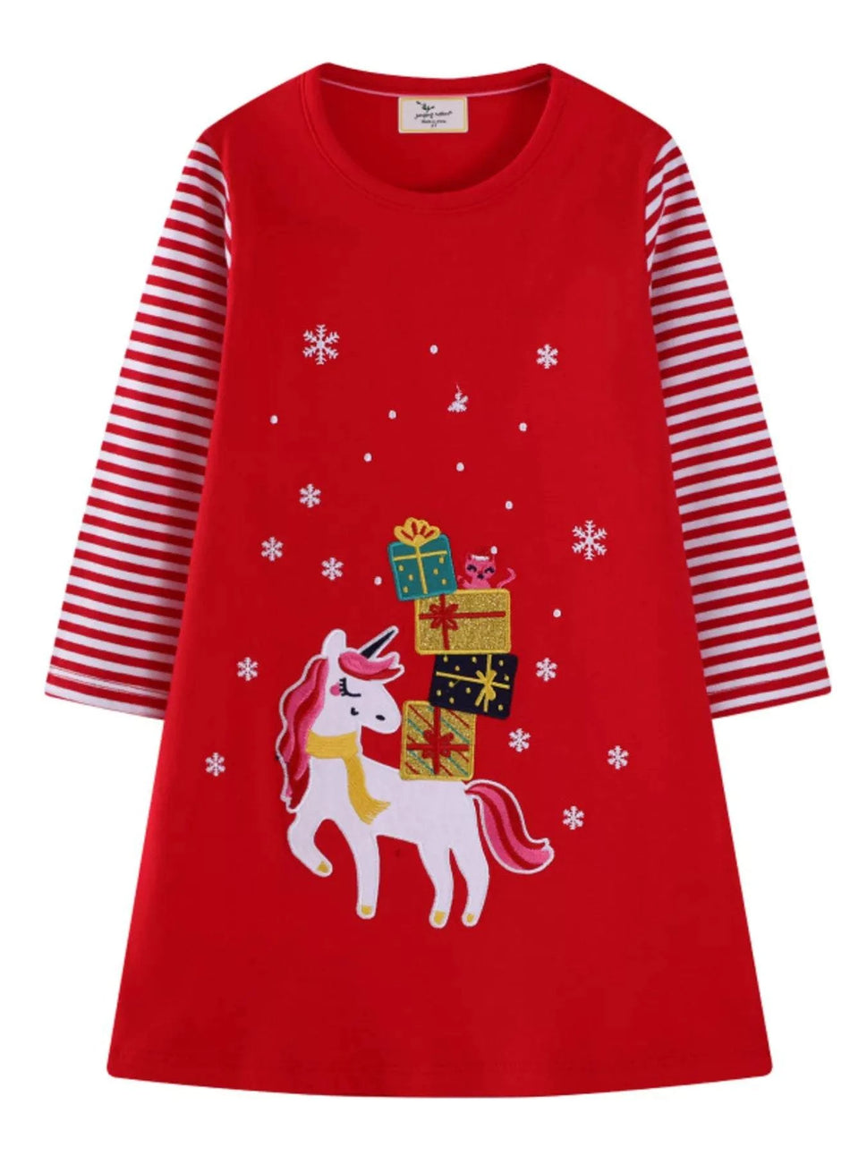 Children's Christmas Unicorn & Gifts Long Sleeve Dress