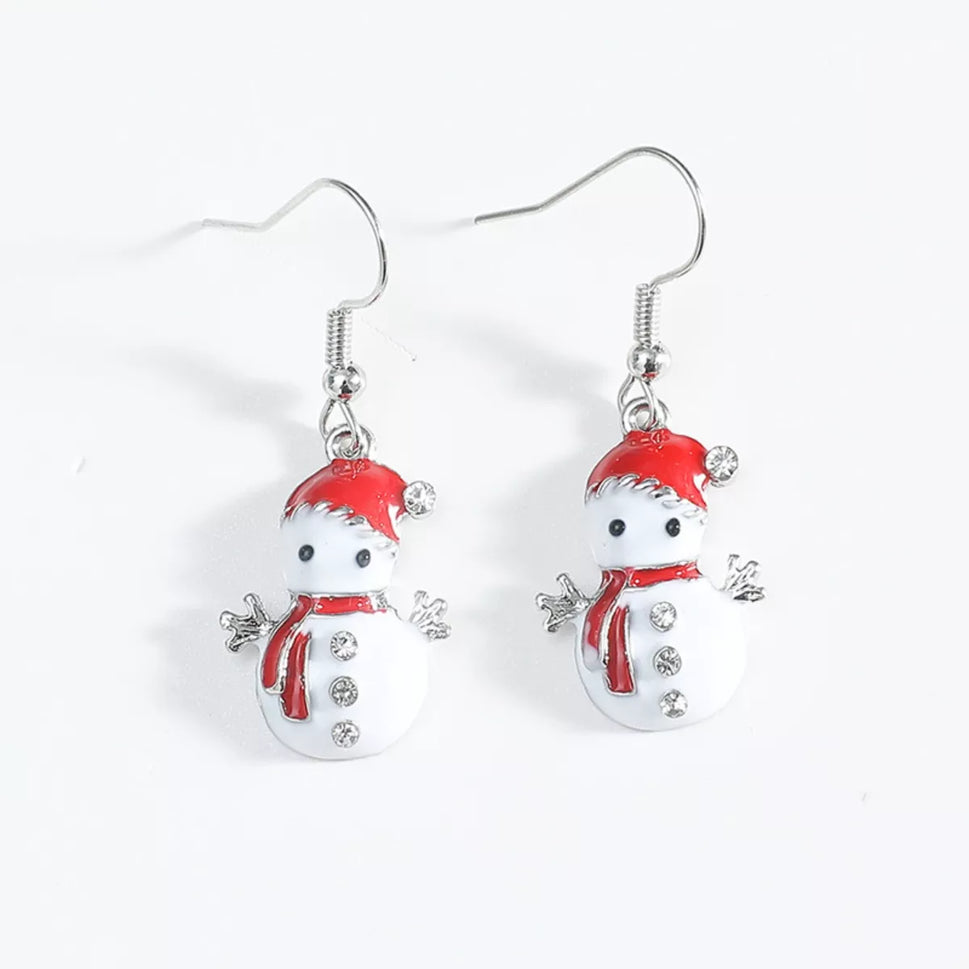 Christmas Snowman Drop Earrings