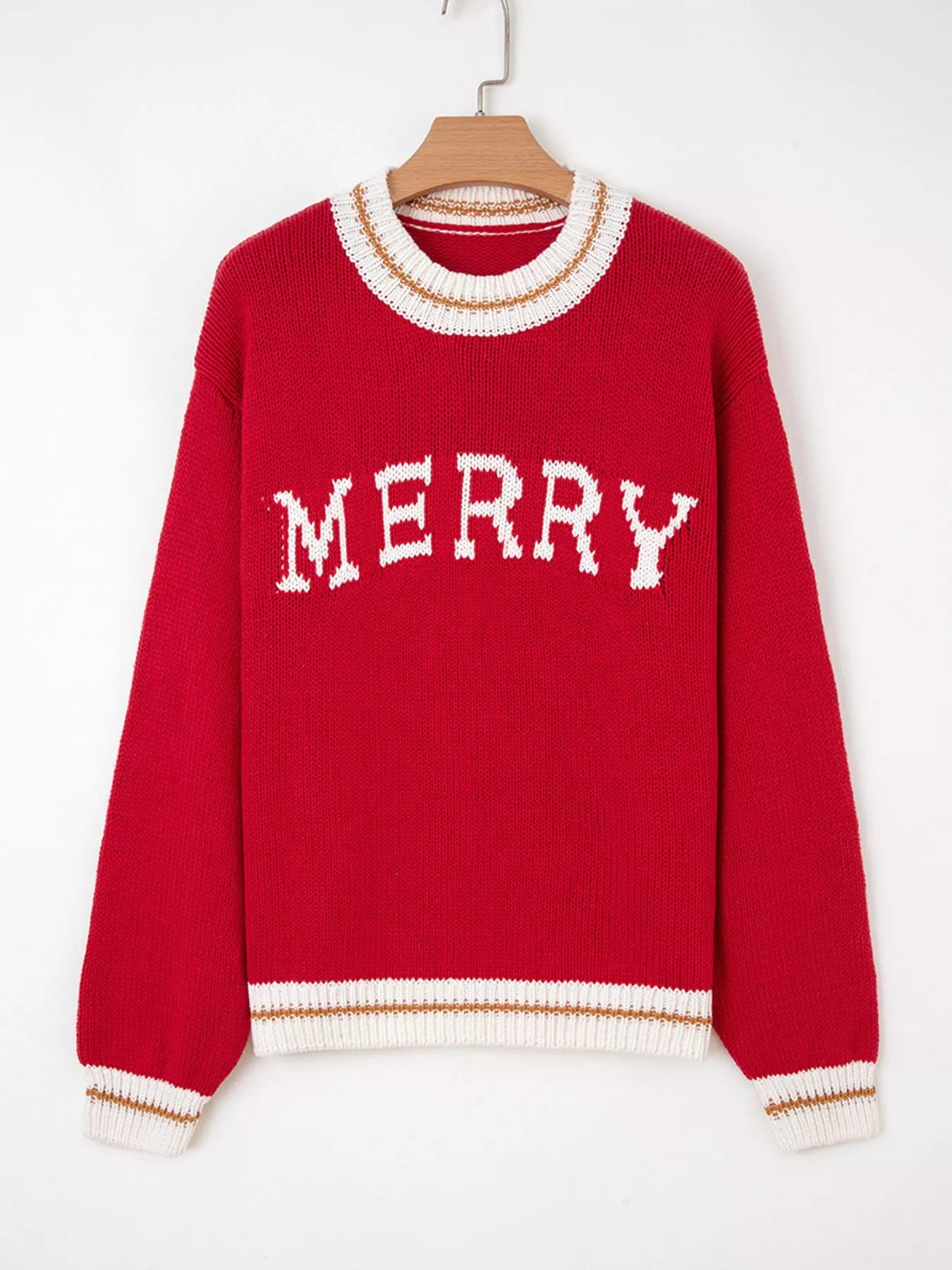MERRY Contrast Edge Drop Shoulder Christmas Sweater