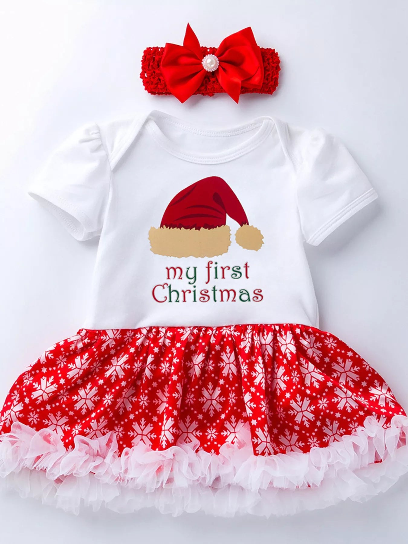 Children's Christmas One Piece Dress with Headband