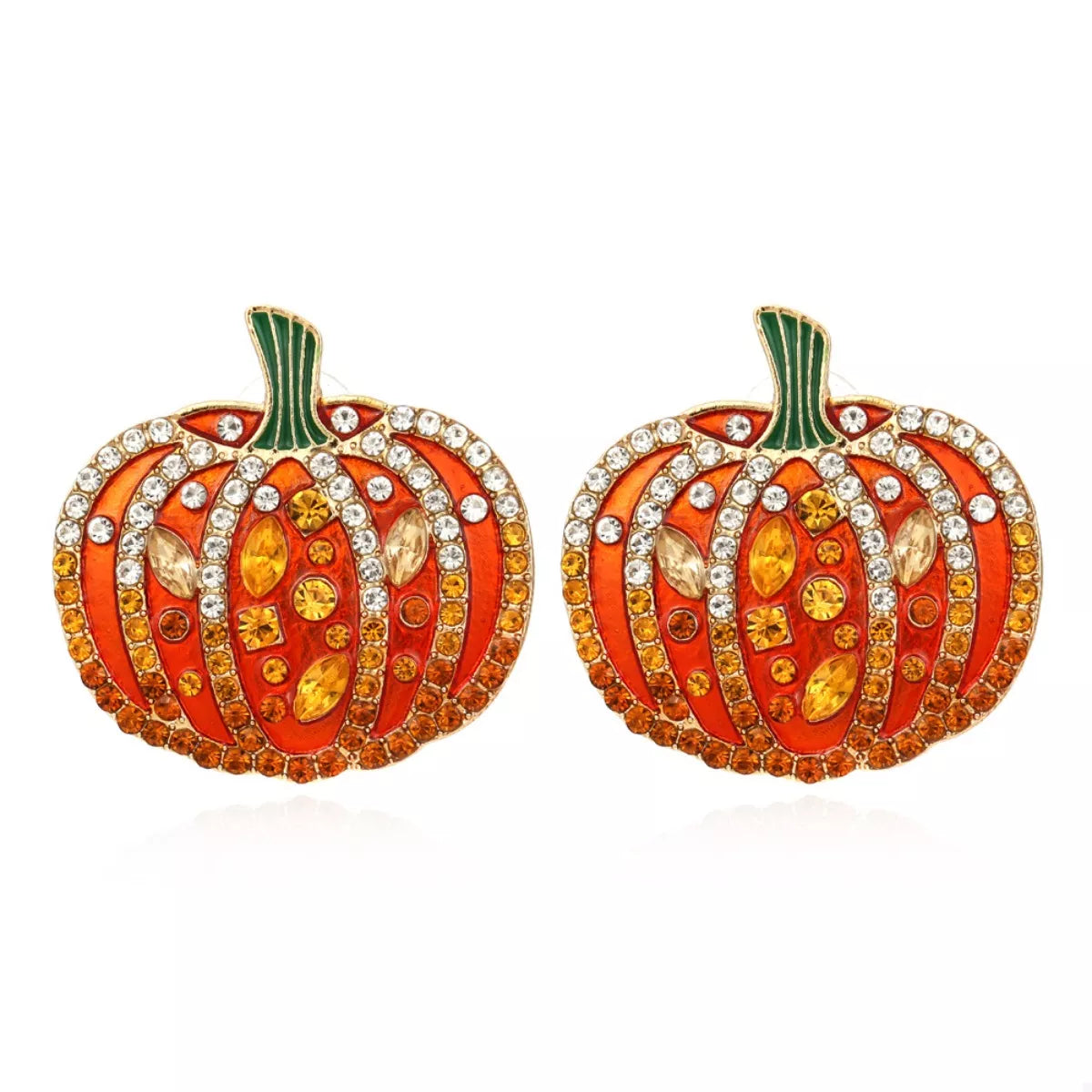Halloween Pumpkin Rhinestone Stud Earrings