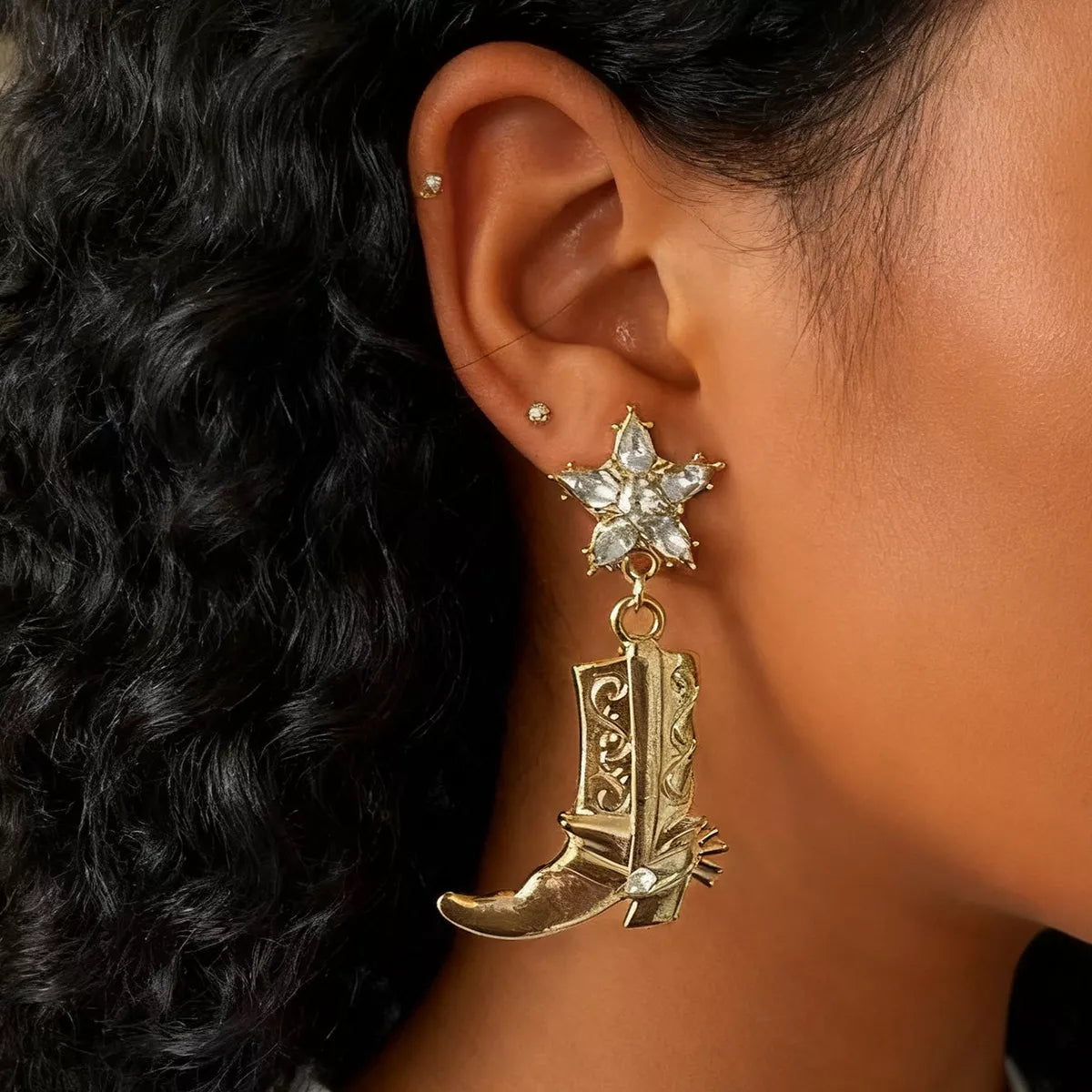 Western Style Boot Dangle Earrings