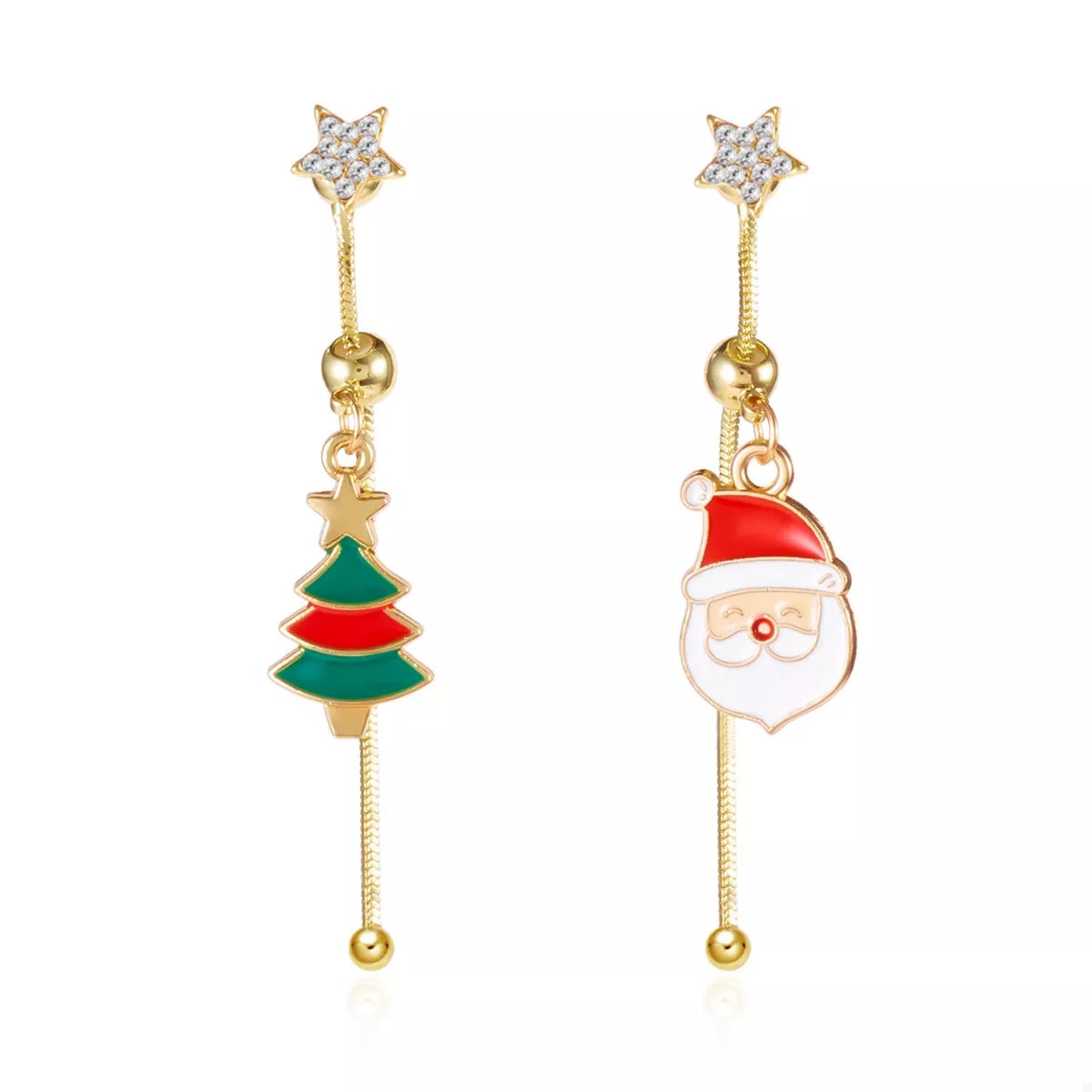 Christmas Santa Asymmetrical Drop Earrings