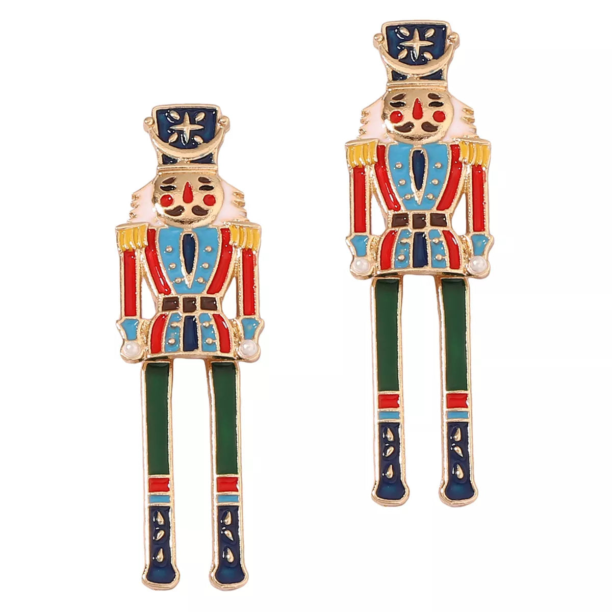 Christmas 18K Gold-Plated Nutcracker Soldier Earrings