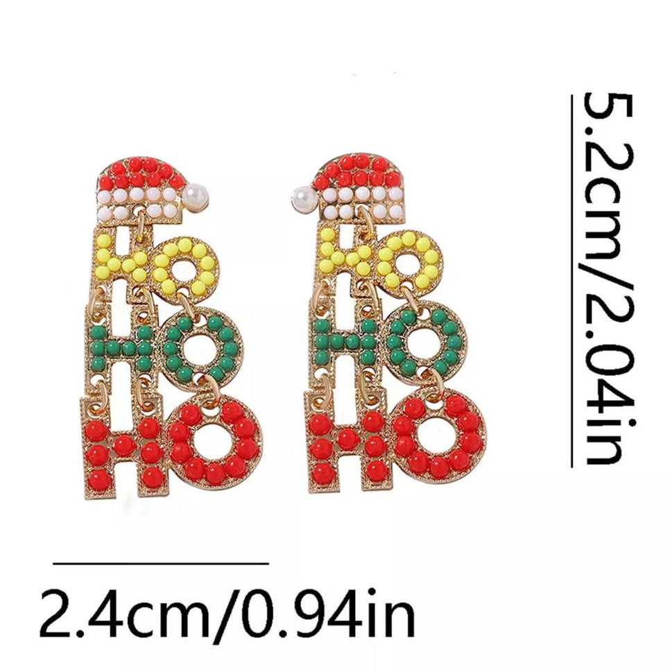 HO HO HO Christmas Drop Earrings