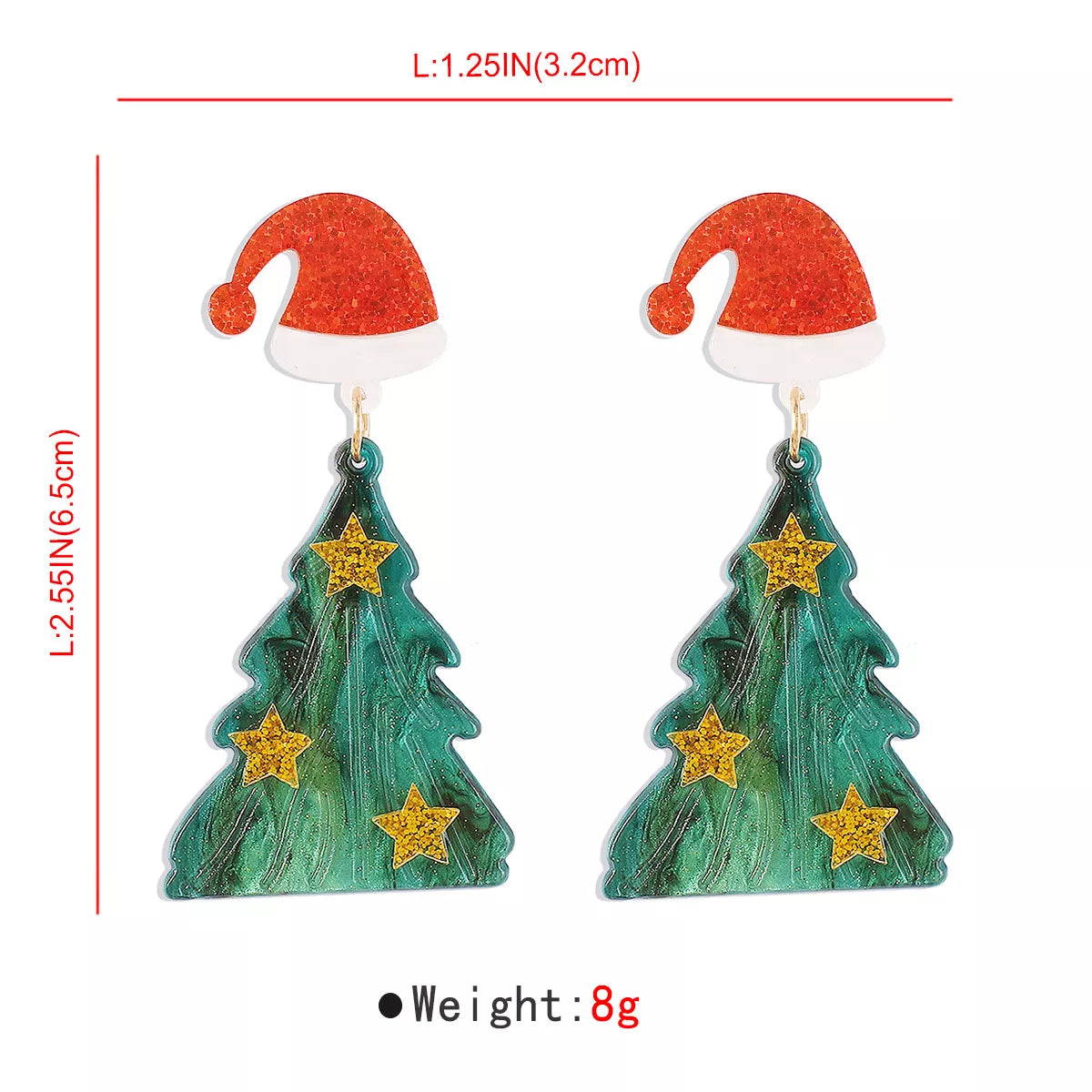 Acrylic Resin Christmas Tree Drop Earrings