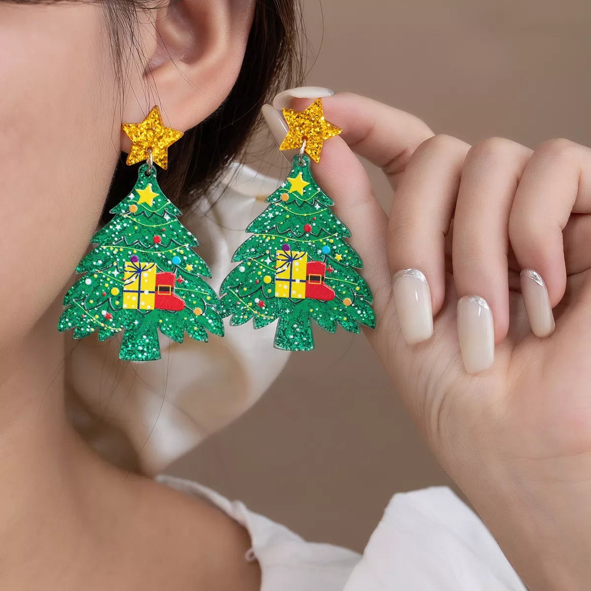 Acrylic Christmas Tree Earrings