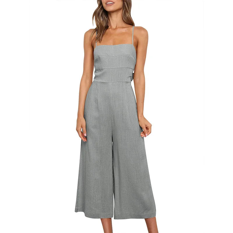 Boho Linen Jumpsuit - Wide Leg One-Piece