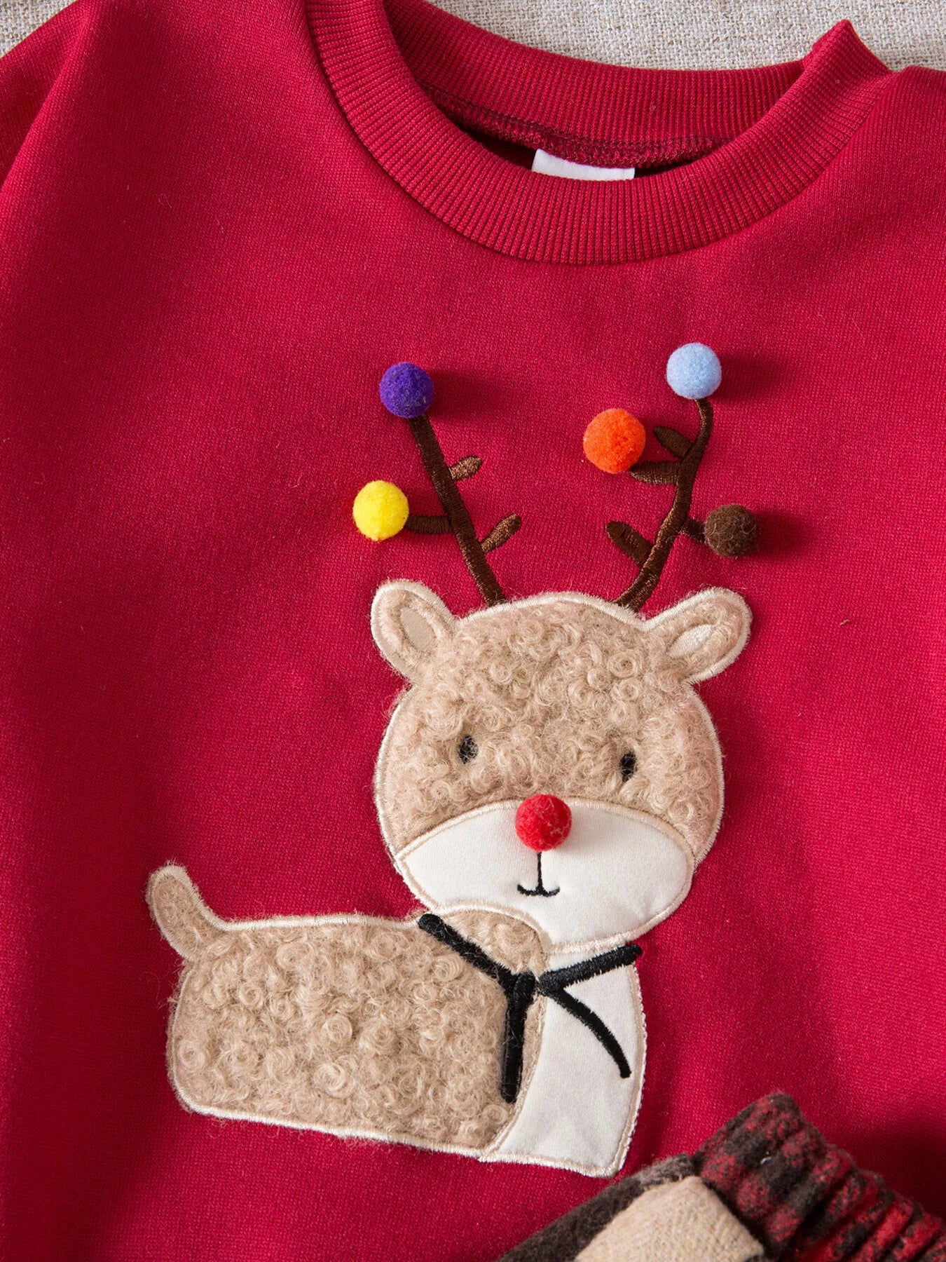 Children's Christmas Reindeer Sweatshirt & Plaid Skirt Set