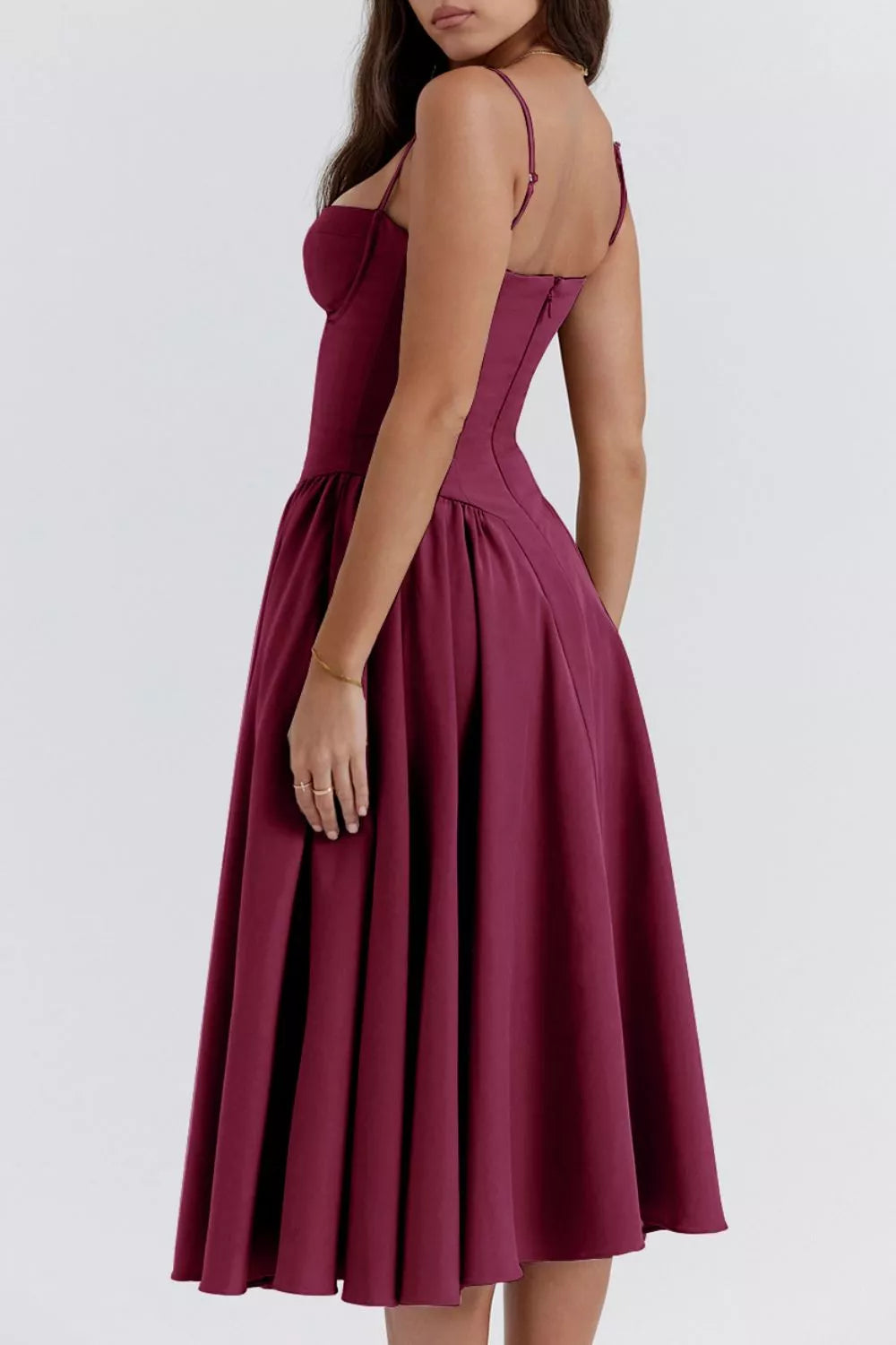 Sweetheart Neck Ruched Midi Dress