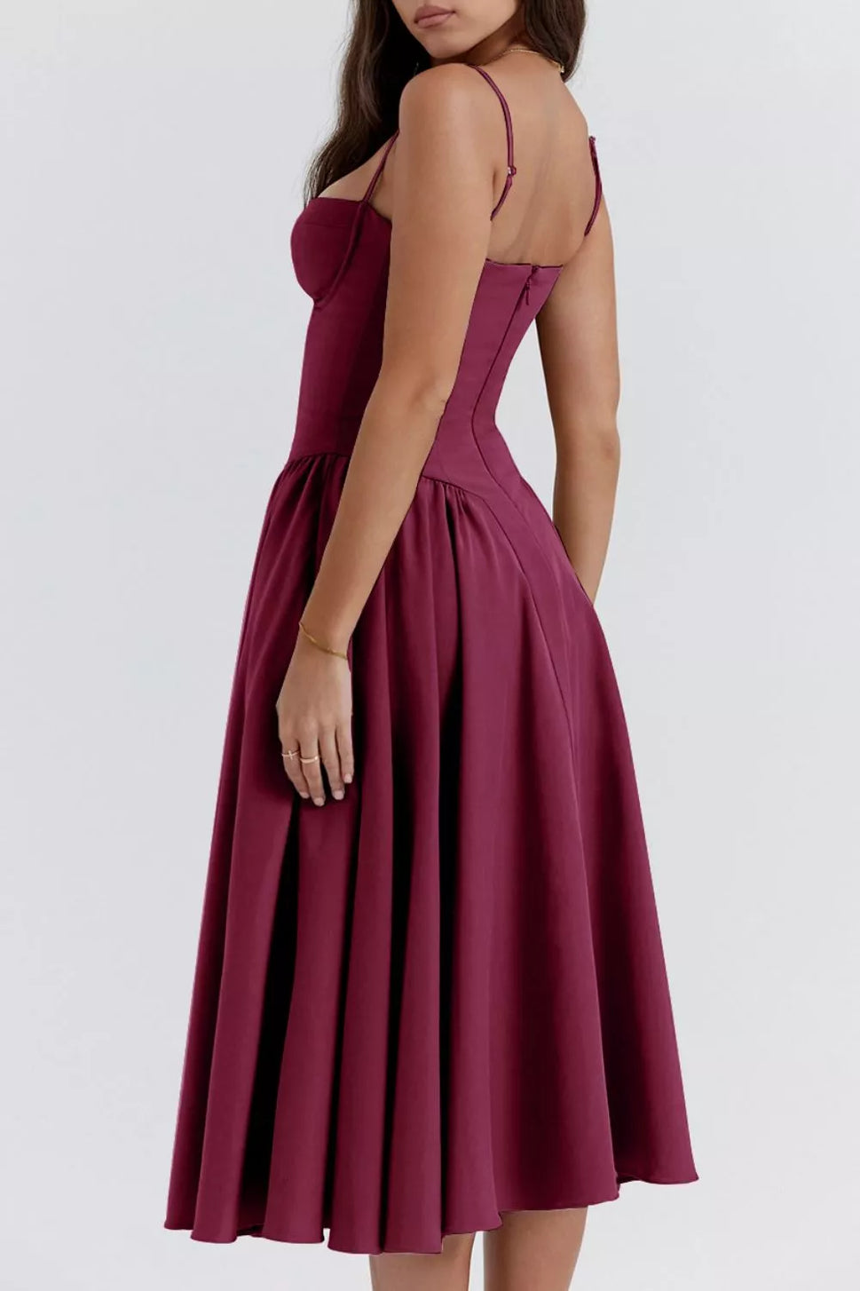 Sweetheart Neck Ruched Midi Dress