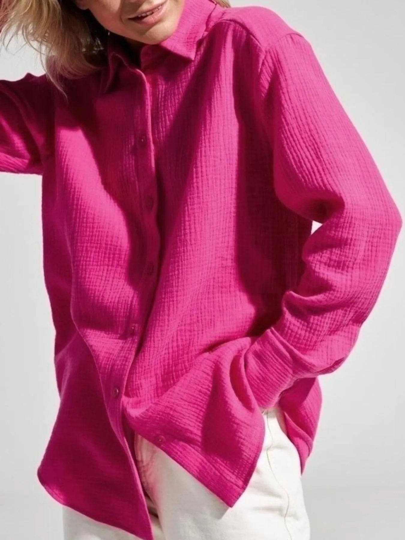 Button Up Long Sleeve Texture Shirt