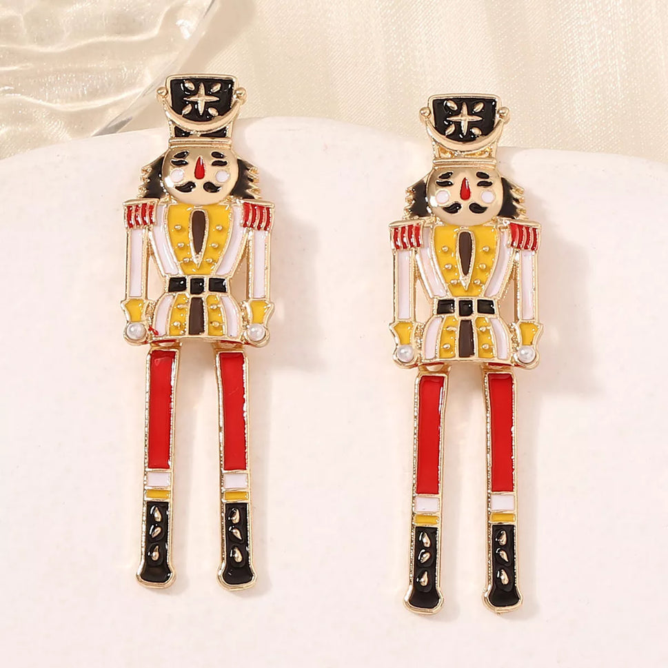 Christmas 18K Gold-Plated Nutcracker Soldier Earrings