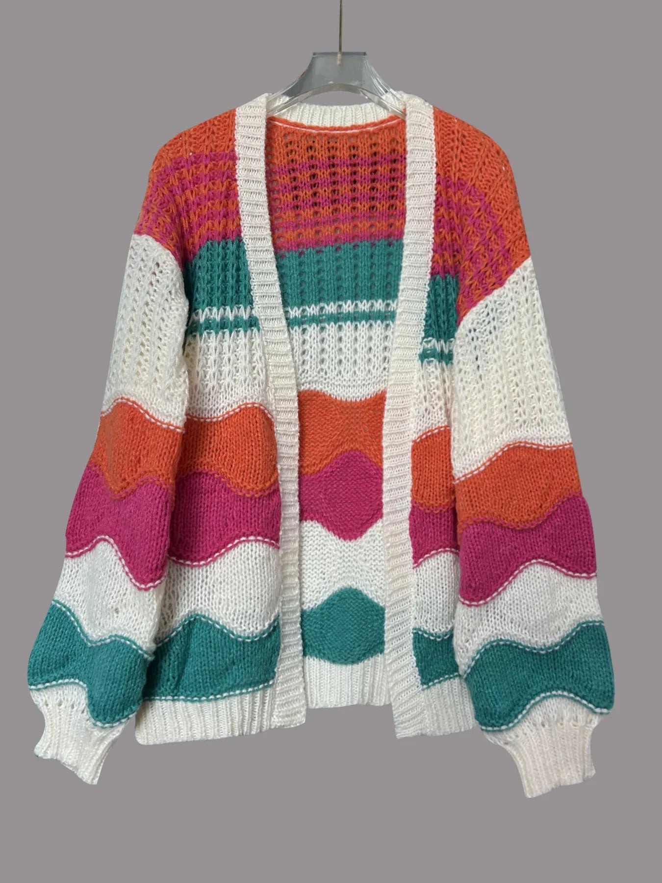 Color Block Open Front Cardigan