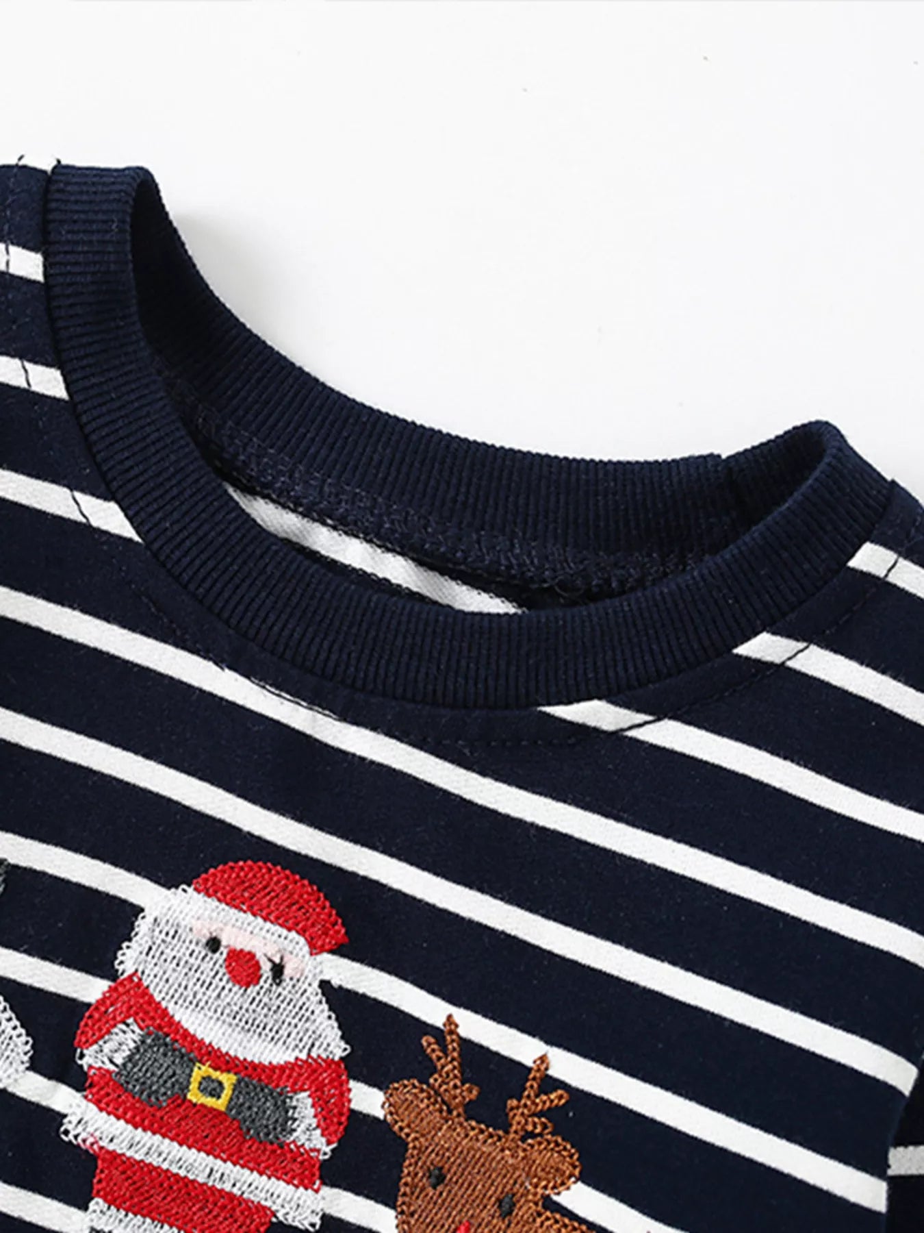 Children's Christmas Embroidered Striped Sweatshirt