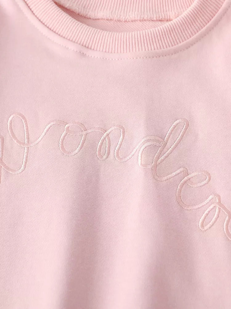 Children's Embroidered Sweatshirt & Floral Tulle Skirt Set