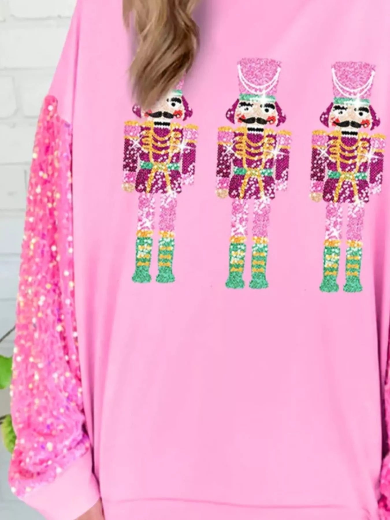 Christmas Theme Sequin Long Sleeve Sweatshirt