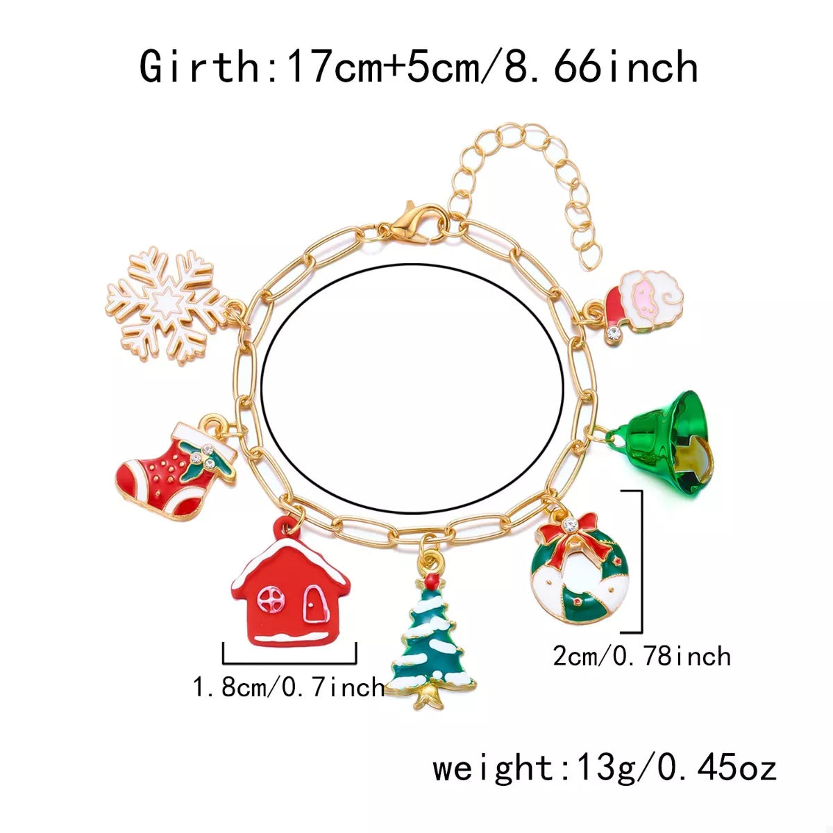 18K Gold-Plated Resin Christmas Theme Bracelet