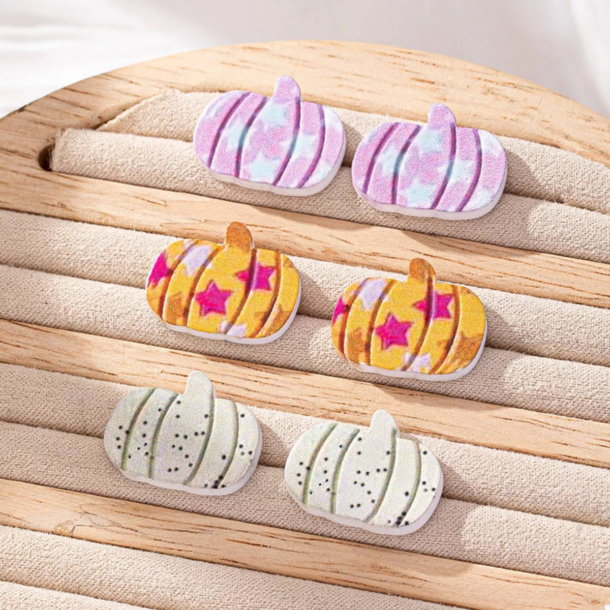 3 Piece Halloween Pumpkin Stud Earrings