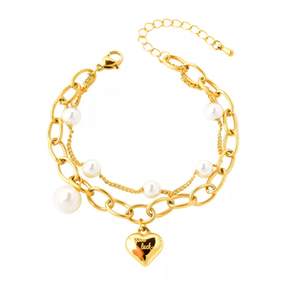 18K Gold-Plated Heart Charm Bracelet