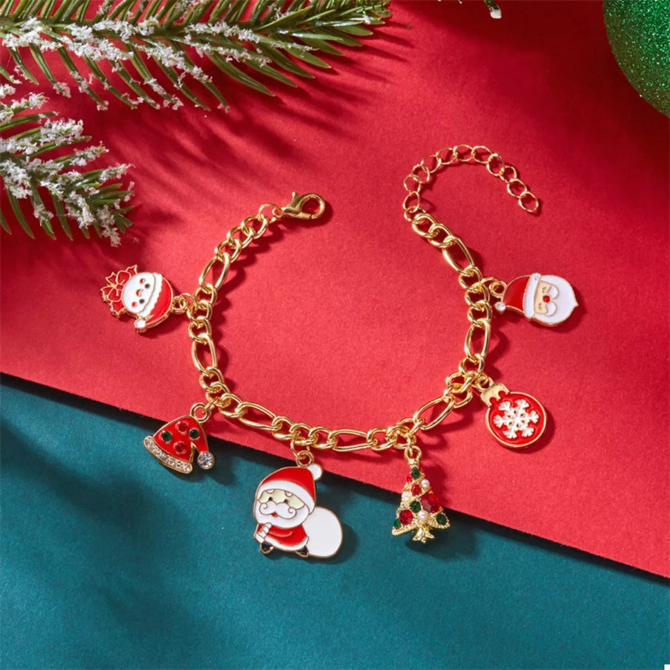 Christmas 18K Gold-Plated Charm Bracelet