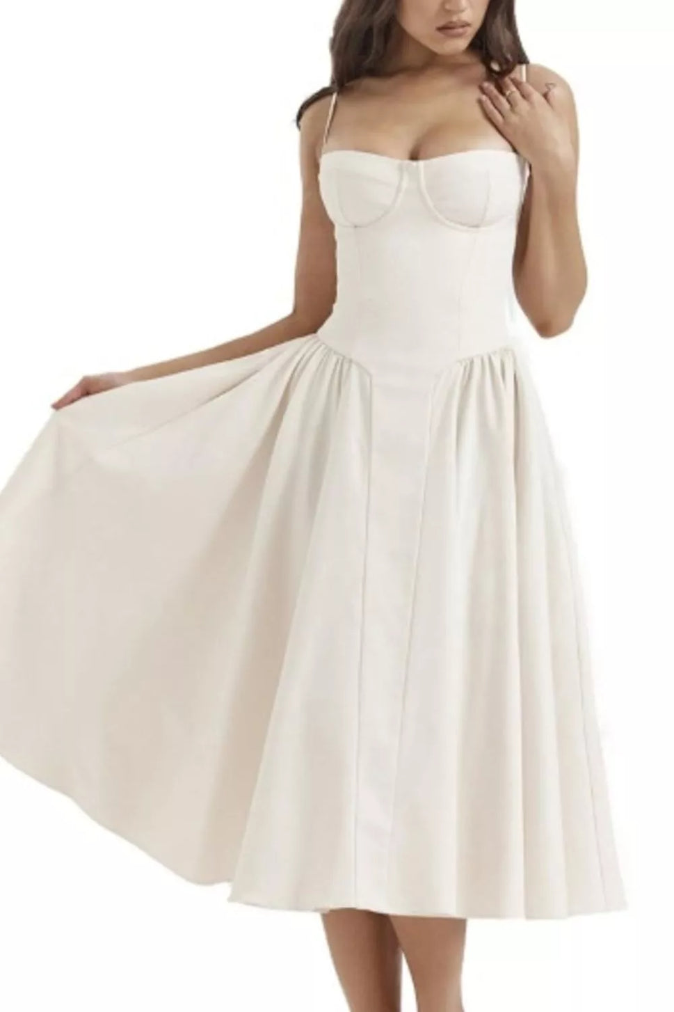 Sweetheart Neck Ruched Midi Dress