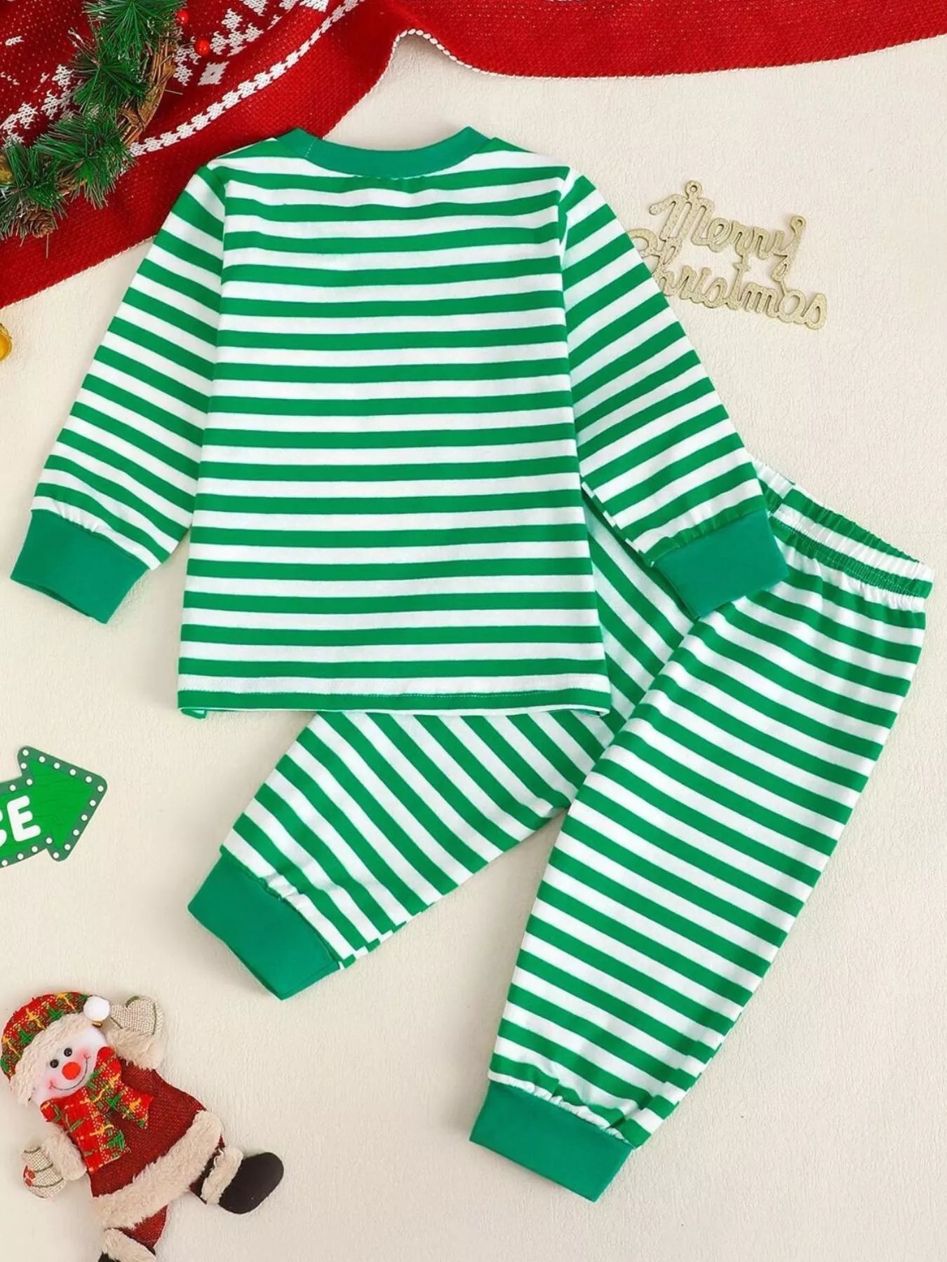 Children's Christmas Striped Pajama Set