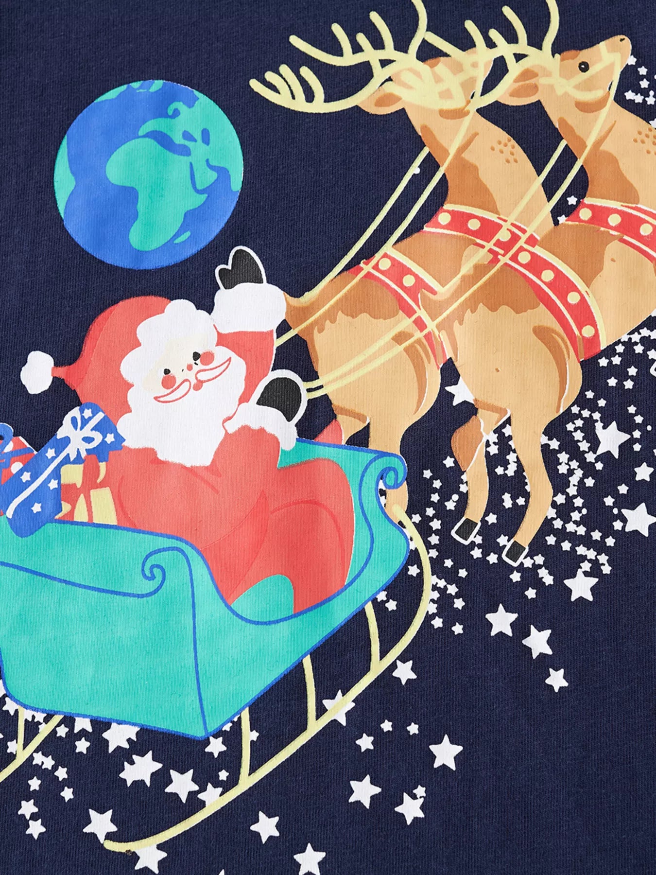 Children's Christmas Santa Sleigh Graphic Long Sleeve T-Shirt