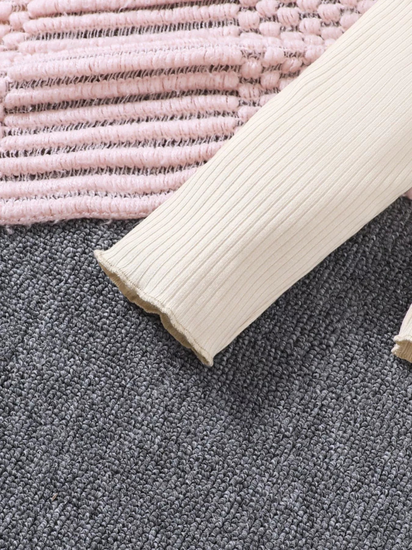 Children's Ruffle Trim Ribbed Top & Corduroy Pants Set