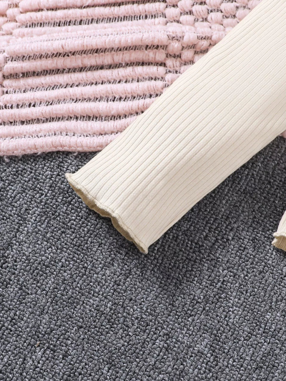 Children's Ruffle Trim Ribbed Top & Corduroy Pants Set