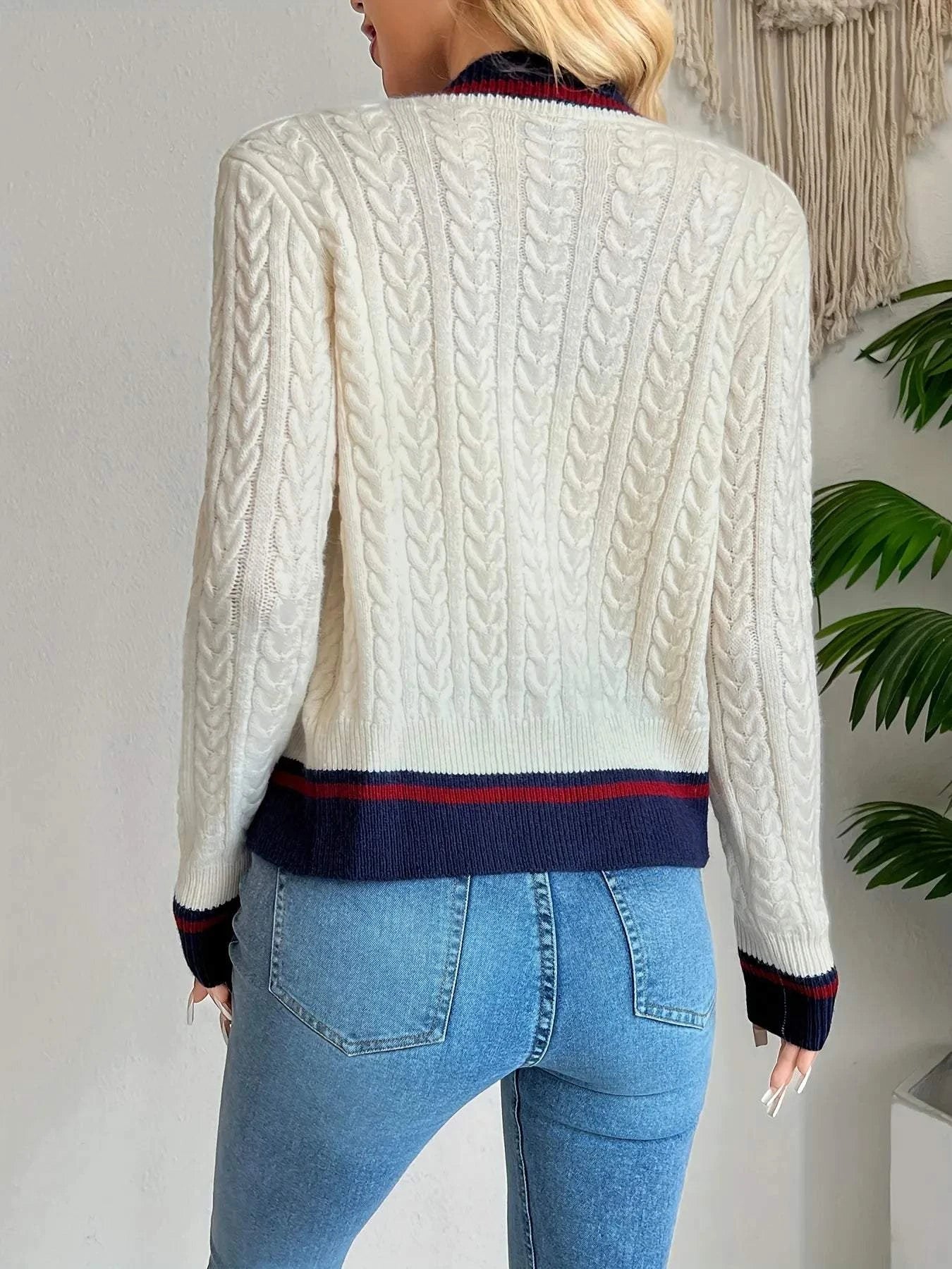 Cable Knit Button-Front Cardigan