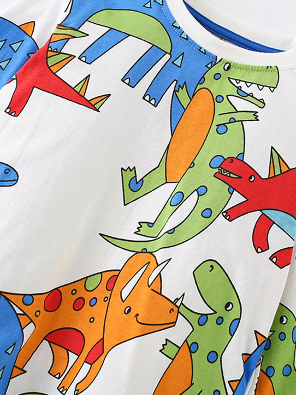 Children's Colorful Dinosaur Print Long Sleeve Top and Pants Set