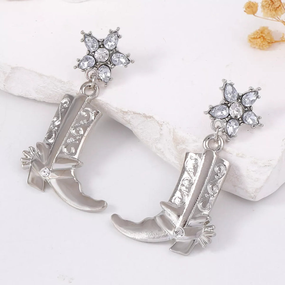 Western Style Boot Dangle Earrings