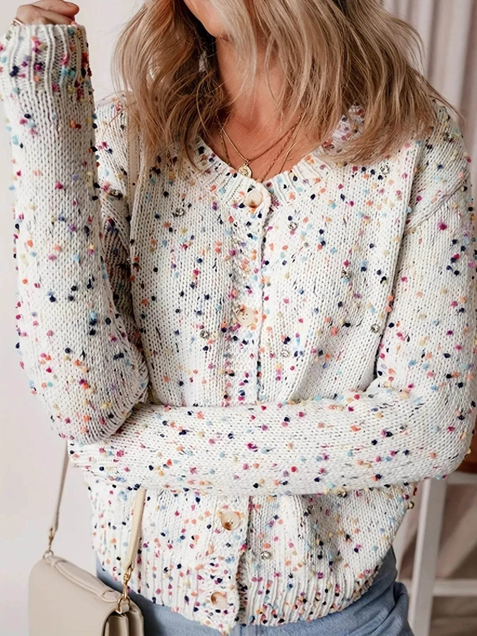 Colorful Button Up Long Sleeve Cardigan