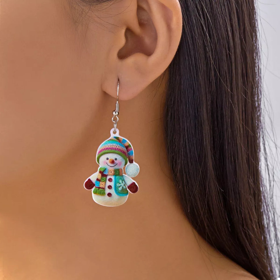 Christmas Snowman Dangle Earrings