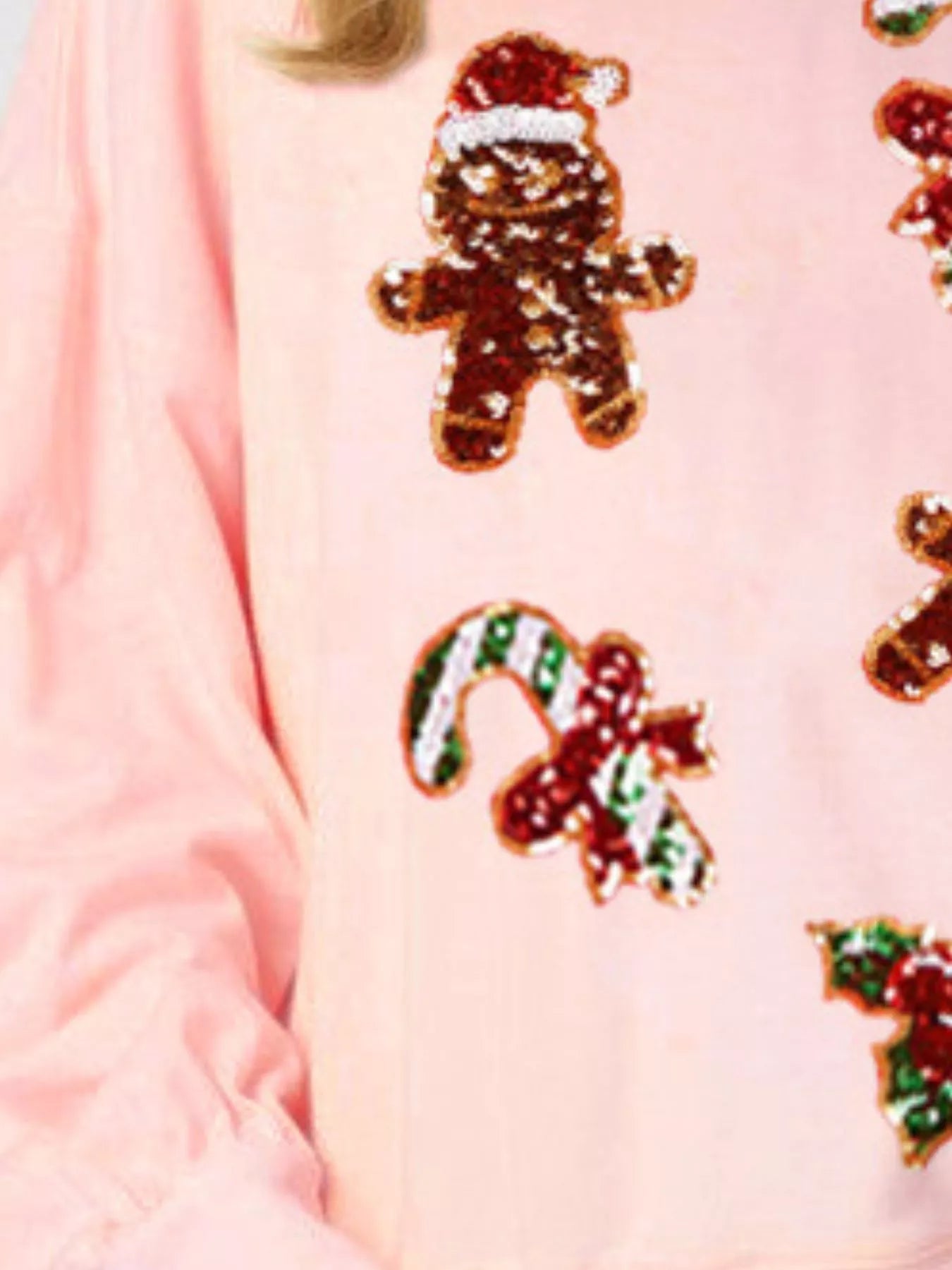 Christmas Holiday Sequined Gingerbread Sweatshirt