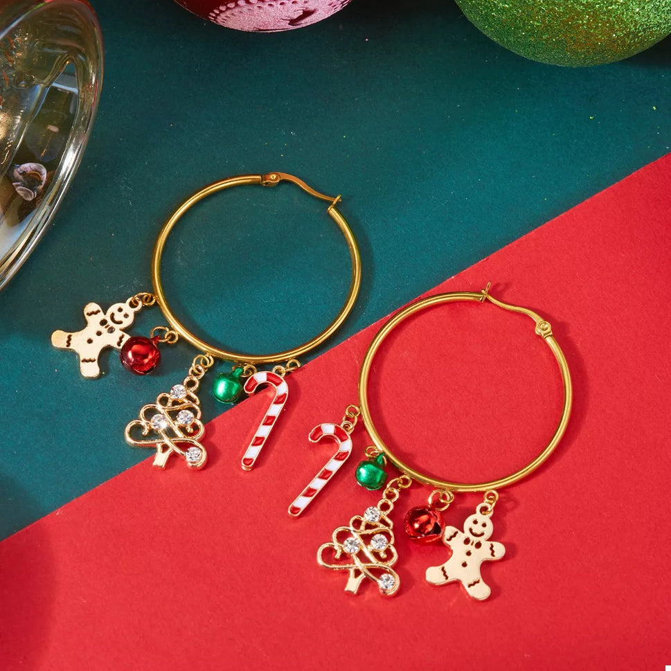 Christmas Theme Hoop Earrings
