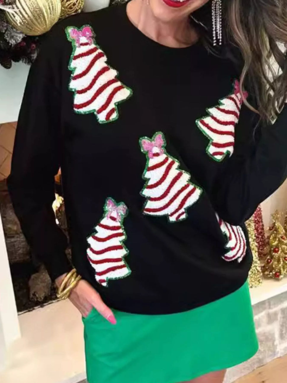 Christmas Tree Sequin Long Sleeve Sweatshirt