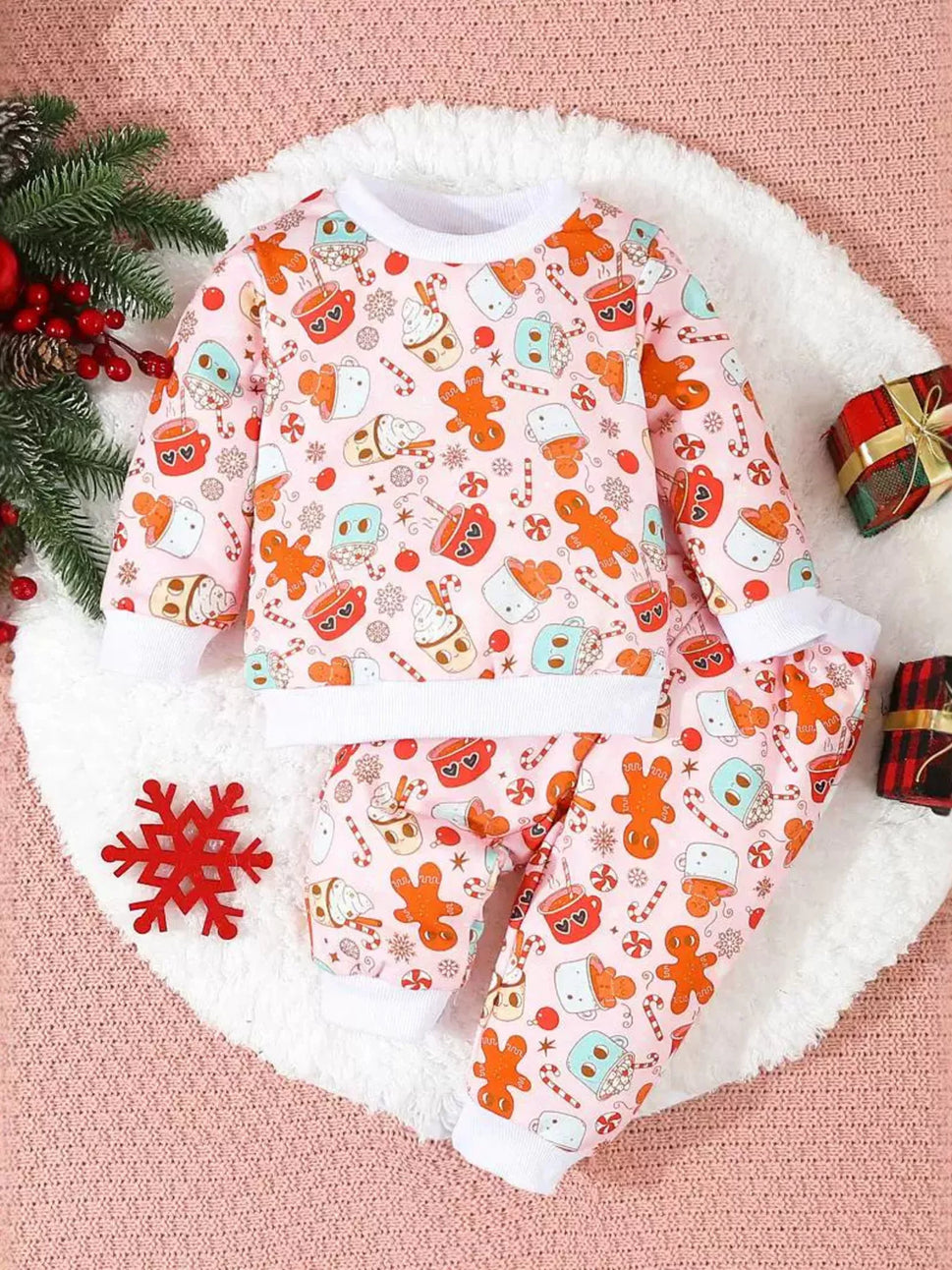 Children's Christmas Santa Print Long Sleeve Set