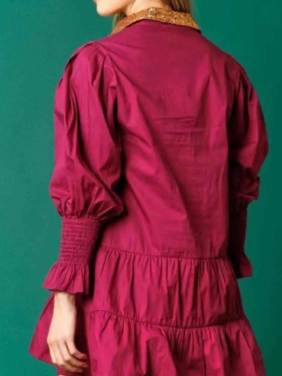 Full Size Christmas Sequin Nutcracker Tiered Shirt Dress Plus Size