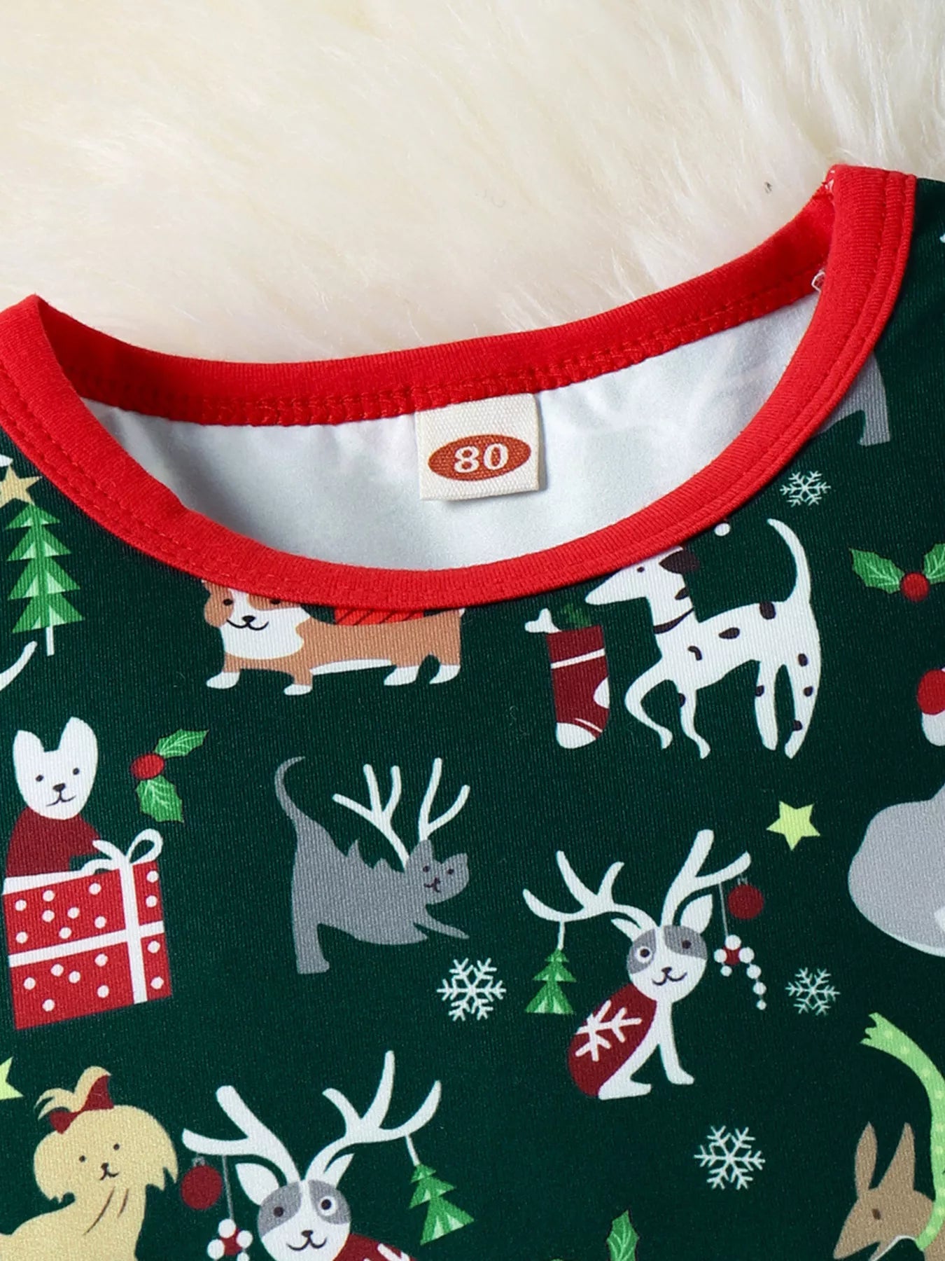 Children's Christmas Print Top and Pants Set