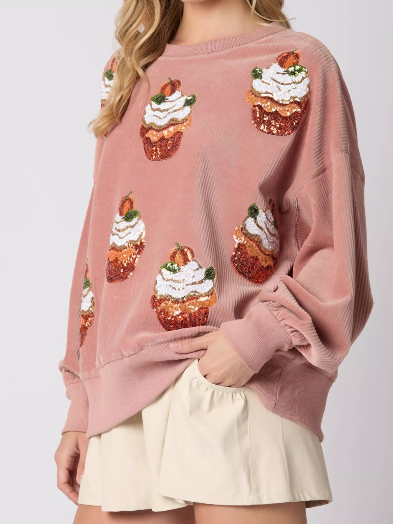 Christmas Cupcake Dropped Shoulder Sweatshirt
