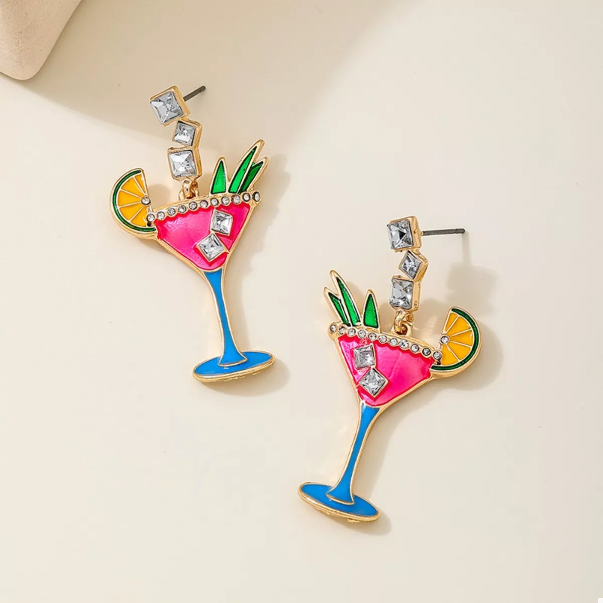 Cocktail Glass Dangle Earrings